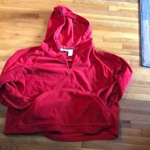 Red hooded sweatshirt